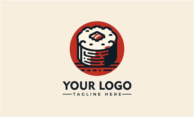 Diseño de logotipo de sushi vector emblema artístico de cocina japonesa para restaurantes y más