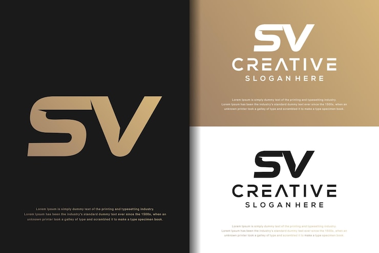 Vector diseño de logotipo sv de letra de monograma abstracto
