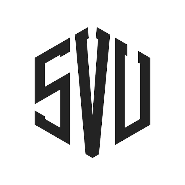 Diseño del logotipo de SVU Letra inicial Monograma de SVU Logotipo con forma de hexágono