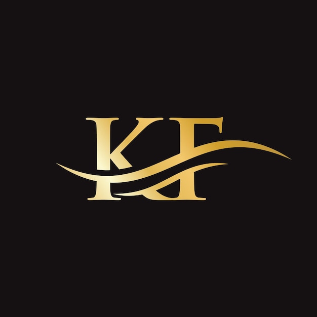 Diseño de logotipo Swoosh Letter KF para identidad comercial y de empresa Logotipo Water Wave KF con moda moderna