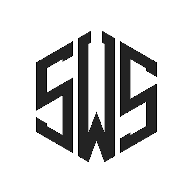 Diseño del logotipo SWS Letra inicial SWS Monograma Logotipo con forma de hexágono
