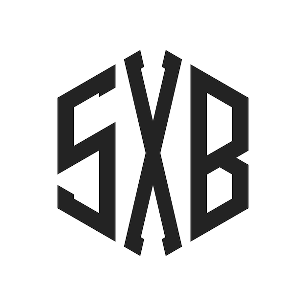 Diseño del logotipo SXB Letra inicial SXB Monograma Logotipo con forma de hexágono