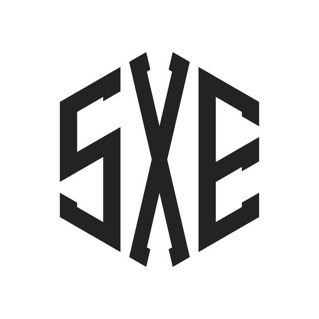 Diseño del logotipo SXE Letra inicial SXE Monograma Logotipo con forma de hexágono
