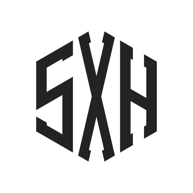 Diseño del logotipo SXH Letra inicial SXH Monograma Logotipo con forma de hexágono
