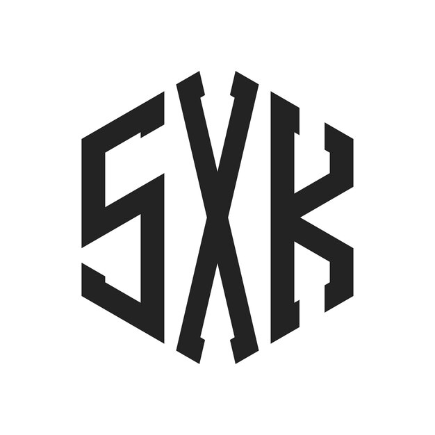 Diseño del logotipo SXK Letra inicial SXK Monograma Logotipo con forma de hexágono