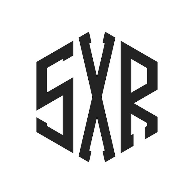 Diseño del logotipo SXR Letra inicial SXR Monograma Logotipo con forma de hexágono