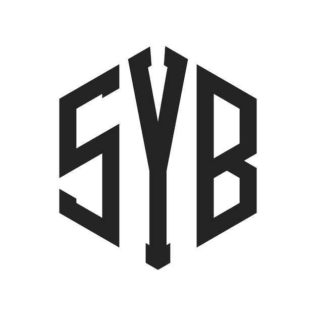 Diseño del logotipo SYB Letra inicial SYB Monograma Logotipo con forma de hexágono
