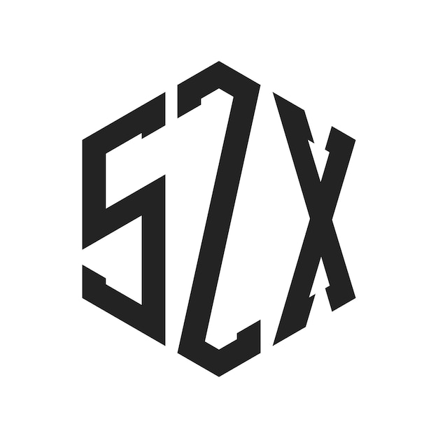 Diseño del logotipo SZX Letra inicial SZX Monograma Logotipo con forma de hexágono