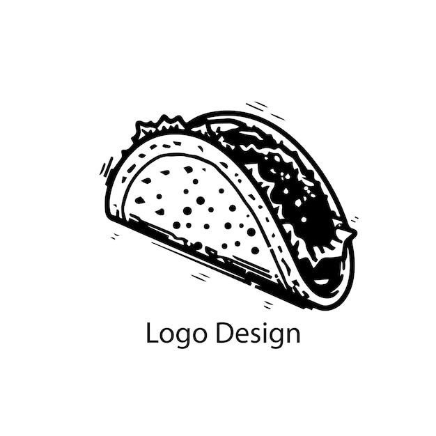 Vector diseño del logotipo de taco icono plano simple negro sobre fondo blanco