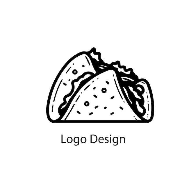 diseño del logotipo de taco icono plano simple negro sobre fondo blanco