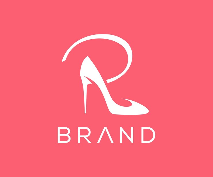Diseño del logotipo de los tacones altos con la letra R