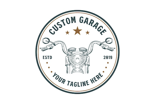 Diseño de logotipo de taller de garaje de club personalizado de motociclista retro vintage