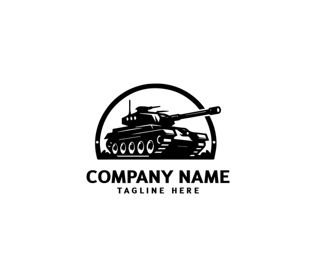 Diseño del logotipo del tanque militar vectorial Silueta negra de un tanque militar Logotipo de la máquina militar