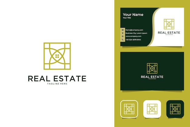 Diseño de logotipo y tarjeta de presentación de interiores inmobiliarios.