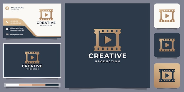 Diseño de logotipo y tarjeta de visita de creación de películas creativas.Estilo moderno, concepto creativo, inspiración.