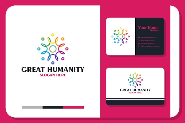 Vector diseño de logotipo y tarjeta de visita great humanity