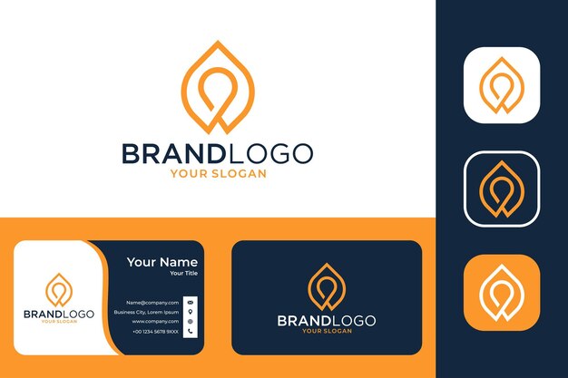 Diseño de logotipo y tarjeta de visita modernos de drop line art
