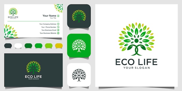 Diseño de logotipo y tarjeta de visita de people tree logo design inspiration