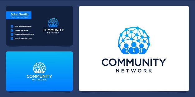 Diseño de logotipo y tarjeta de visita de tecnología de personas de red comunitaria