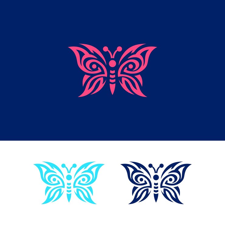 Diseño de logotipo de tatuaje de mariposa tribal
