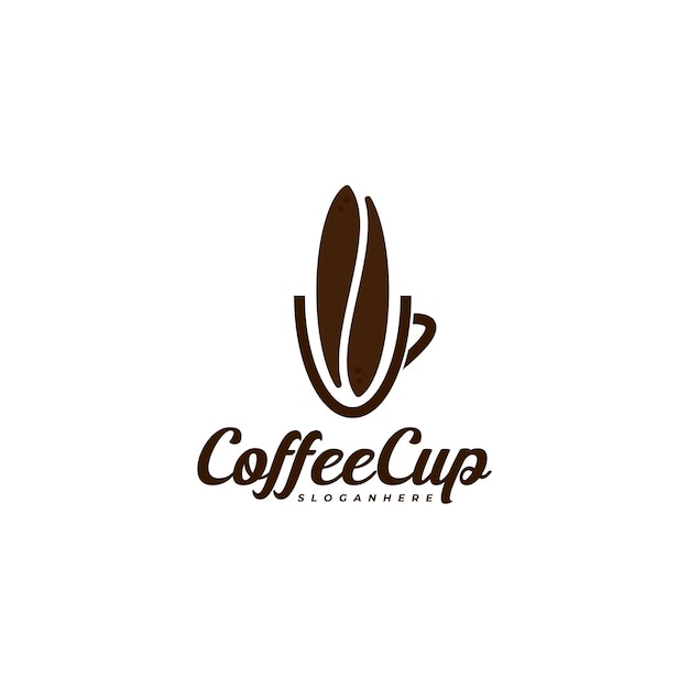 Diseño de logotipo de taza de café y grano de café