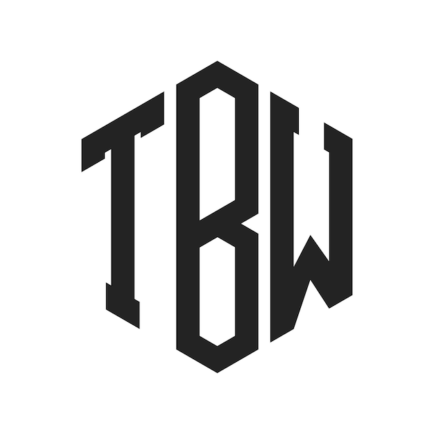 Diseño del logotipo TBW Letra inicial TBW Monograma Logotipo con forma de hexágono