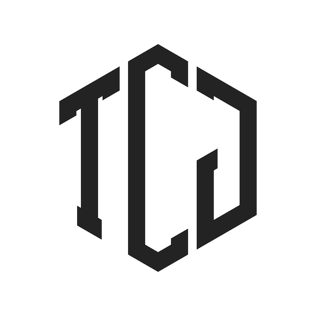 Diseño del logotipo de TCJ Letra inicial Monograma de TCJ Logotipo con forma de hexágono