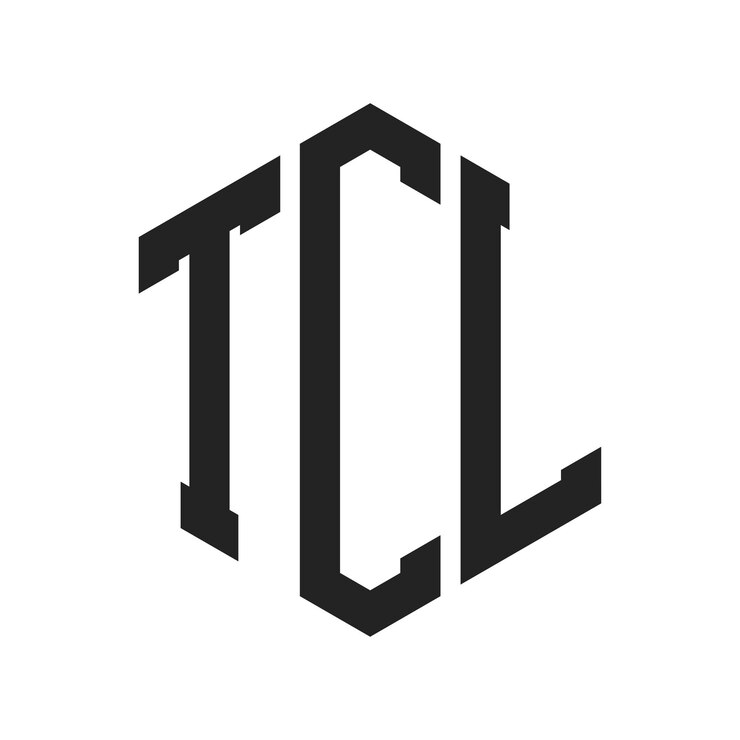 Vector diseño del logotipo de tcl letra inicial tcl monograma logotipo con forma de hexágono
