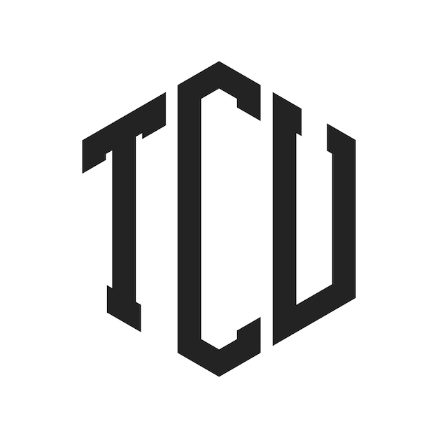 Diseño del logotipo de TCU Letra inicial Monograma de TCU Logotipo con forma de hexágono