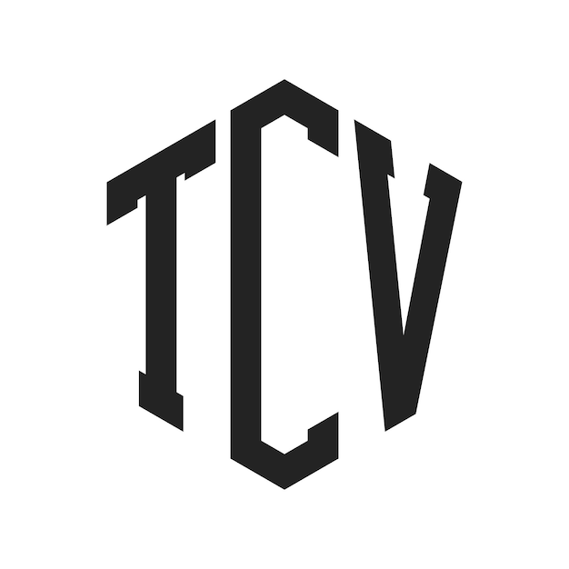 Diseño del logotipo TCV Letra inicial TCV Monograma Logotipo con forma de hexágono