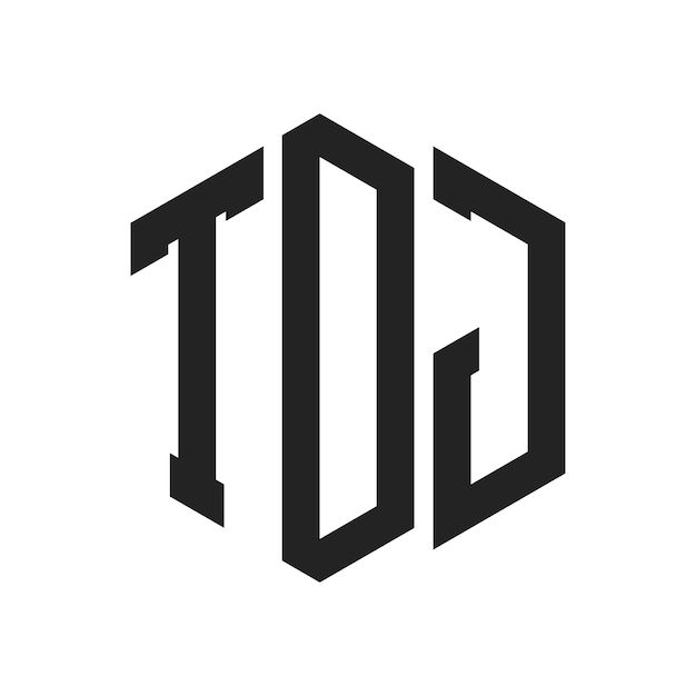 Diseño del logotipo de TDJ Letra inicial Monograma de TDJ Logotipo con forma de hexágono