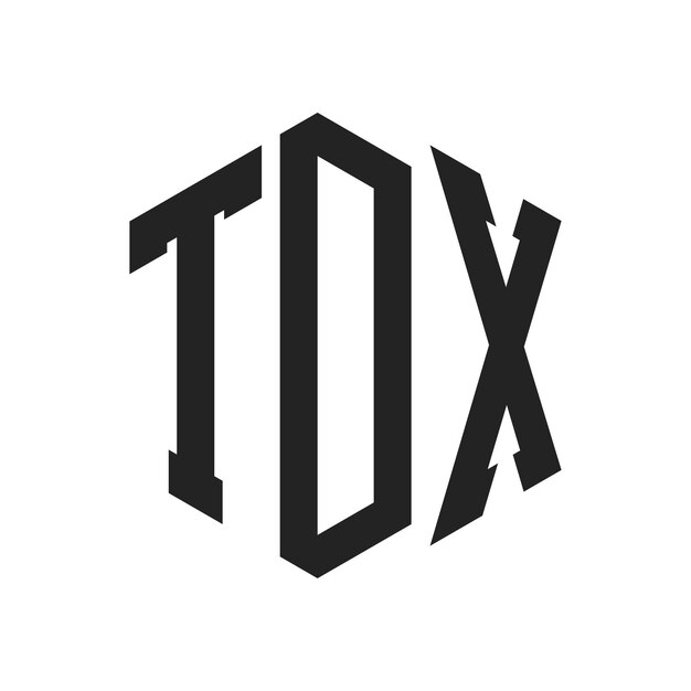 Diseño del logotipo de TDX Letra inicial Monograma de TDX Logotipo con forma de hexágono