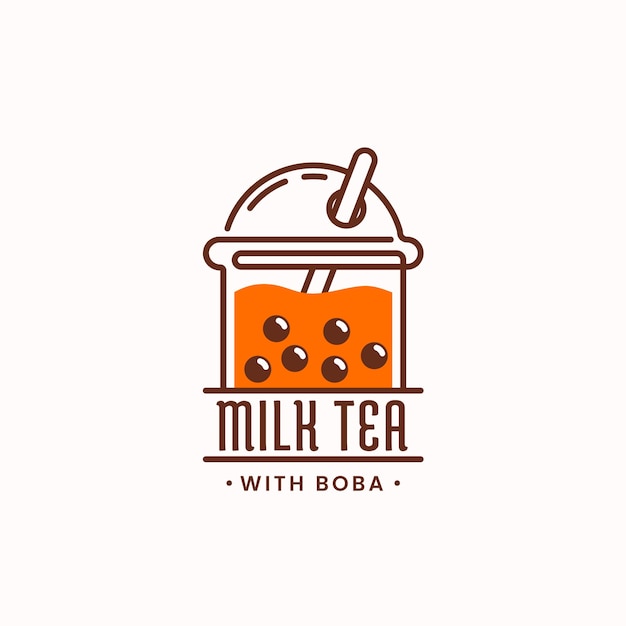 Diseño del logotipo del té de burbujas dibujado a mano