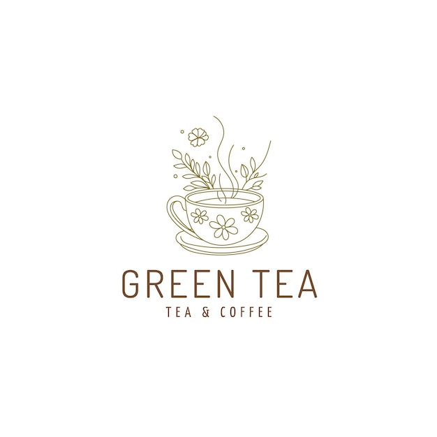 Diseño del logotipo del té verde y el café
