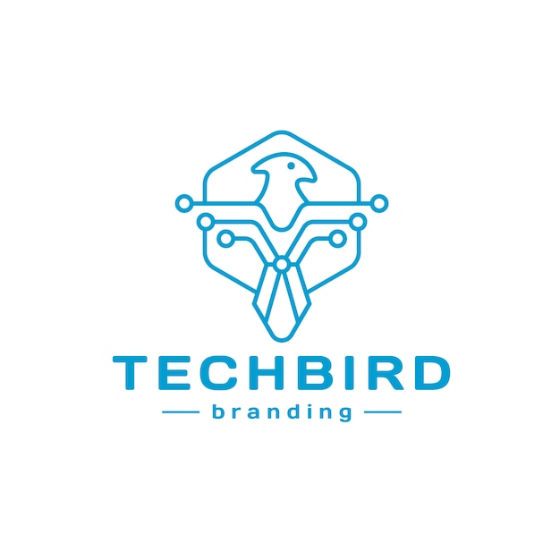 Diseño de logotipo de tech bird line