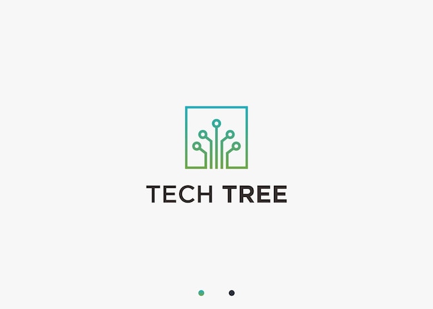 diseño de logotipo de la tecnología del árbol ilustración de silueta vectorial