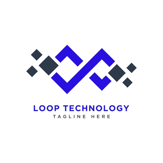 Diseño de logotipo de tecnología de bucle signo creativo moderno mínimo para negocios tecnológicos