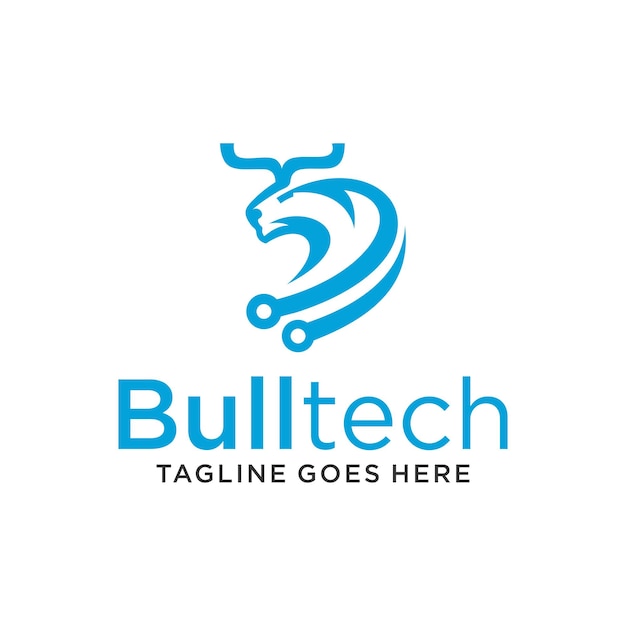 Diseño de logotipo de tecnología Bull