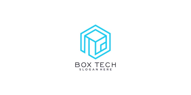 Diseño de logotipo de tecnología de caja con concepto moderno