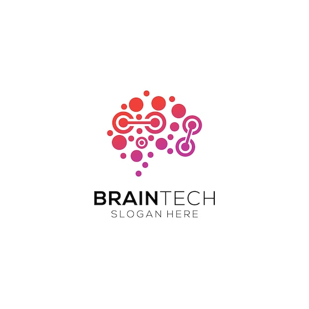 Diseño de logotipo de tecnología cerebral Concepto de logotipo de inteligencia artificial y tecnología Logotipo vectorial