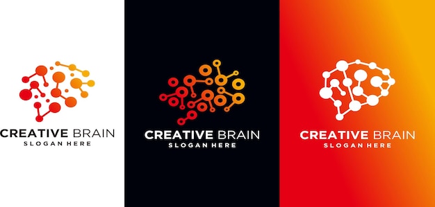 Diseño de logotipo de tecnología cerebral diseño de cerebro con vector de plantilla de combinación de tecnología