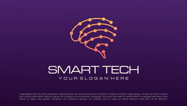 Diseño de logotipo de tecnología cerebral logotipo de inteligencia artificial y tecnología diseño vectorial