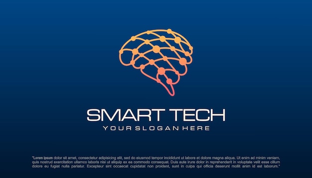 Diseño de logotipo de tecnología cerebral Logotipo de inteligencia artificial y tecnología Diseño vectorial