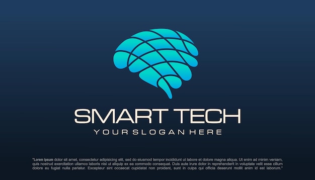 Diseño de logotipo de tecnología cerebral Logotipo de inteligencia artificial y tecnología Diseño vectorial