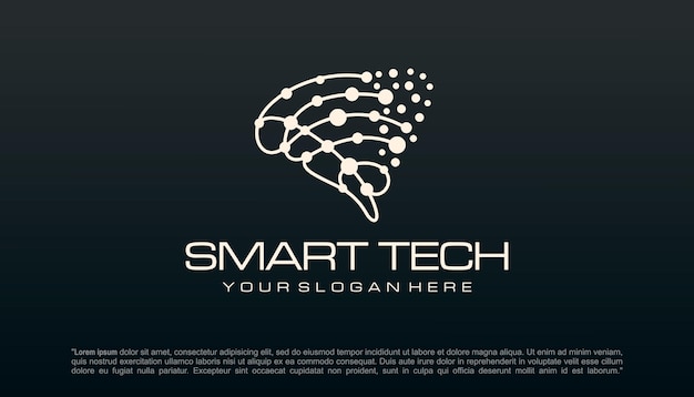 Diseño de logotipo de tecnología cerebral Logotipo de inteligencia artificial y tecnología Diseño vectorial