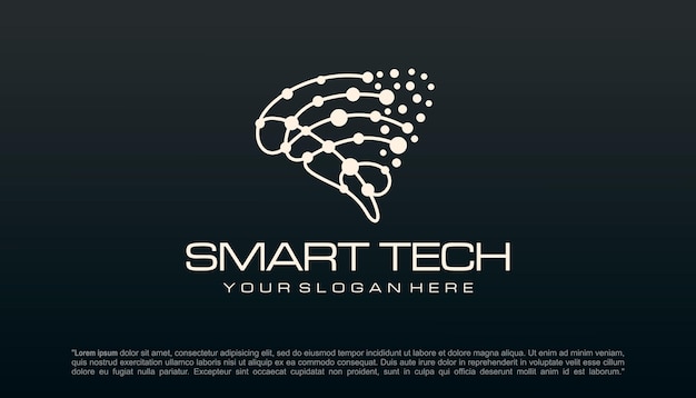 Diseño de logotipo de tecnología cerebral logotipo de inteligencia artificial y tecnología diseño vectorial