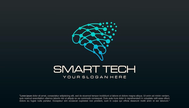 Diseño de logotipo de tecnología cerebral Logotipo de inteligencia artificial y tecnología Diseño vectorial