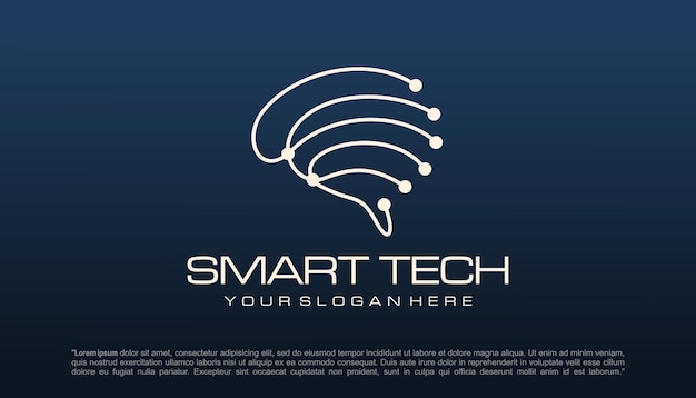 Diseño de logotipo de tecnología cerebral Logotipo de inteligencia artificial y tecnología Diseño vectorial