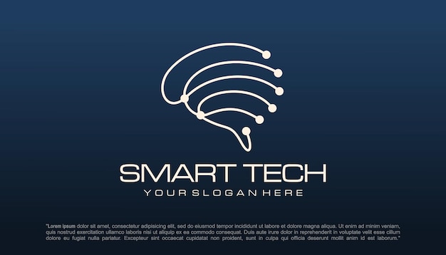 Diseño de logotipo de tecnología cerebral logotipo de inteligencia artificial y tecnología diseño vectorial