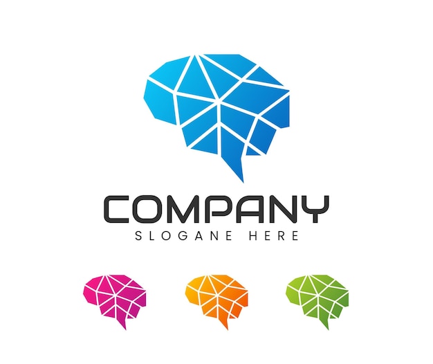 Diseño de logotipo de tecnología cerebral